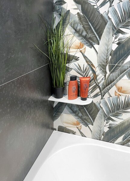 Sapho Sapho, poliță de colț ABELINE Rockstone 200x12x200mm, alb mat, AE200-0101