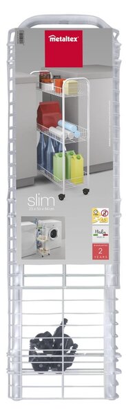 Cărucior mobil cu 3 rafturi pentru baie Metaltex Laundry, 23 x 84 cm