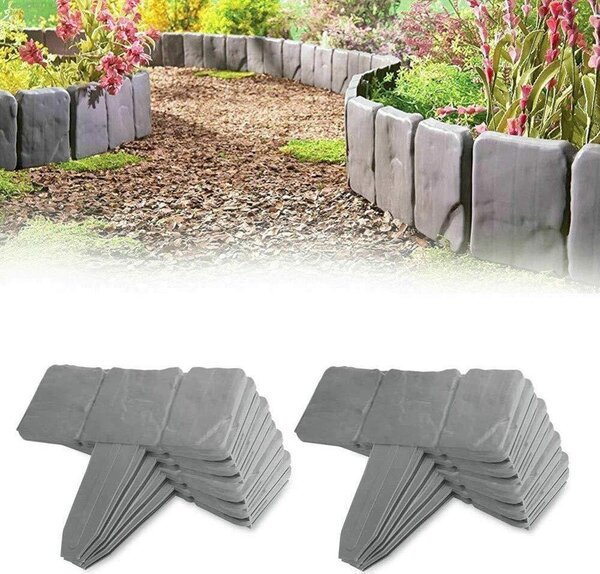 Set 20 x Bordura din plastic cu aspect de piatra