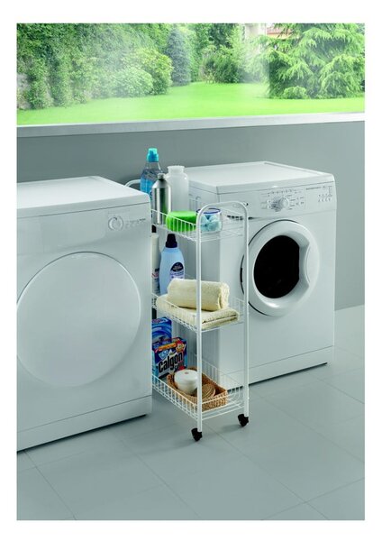 Cărucior mobil cu 3 rafturi pentru baie Metaltex Laundry, 23 x 84 cm