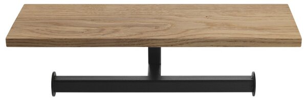 Sapho Sapho, suport dublu pentru hârtie igienică SKA cu raft 30x8x10cm, negru mat/stejar, SKA425