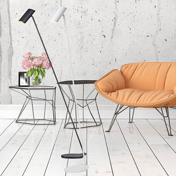 Lucide Lampă de podea Hester din metal alb, Alb, Studiu / Birou, Metal, Modern