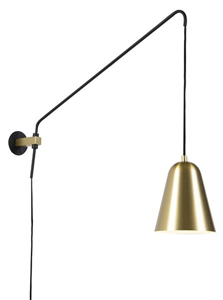 Lampă de perete retro aurie/alamă cu abajur - Demi