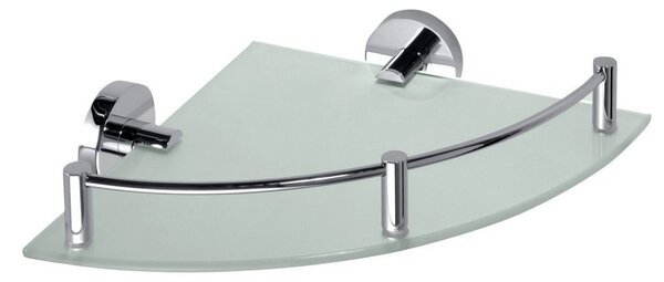 Sapho Sapho, X-ROUND E poliță de colț din sticlă cu bară transversală 250x70x250mm, crom, XR605