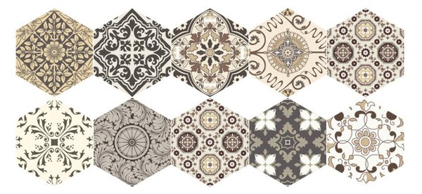 Set 10 autocolante de podea Ambiance Hexagons Luiza, 40 x 90 cm