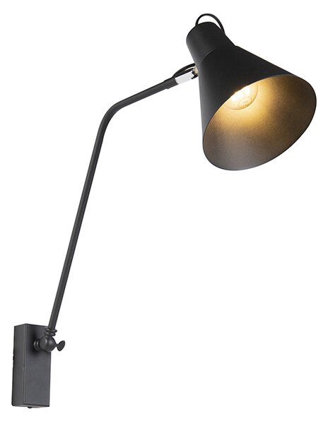 Lampa de perete de design neagră reglabilă - Luna