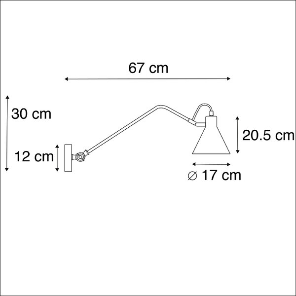 Lampa de perete de design neagră reglabilă - Luna
