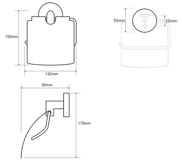 Sapho Sapho, suport hârtie igienică X-ROUND cu capac, crom, XR702