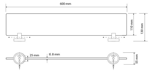 Sapho Sapho, poliță X-ROUND BLACK, sticlă de lapte, negru, XR609B