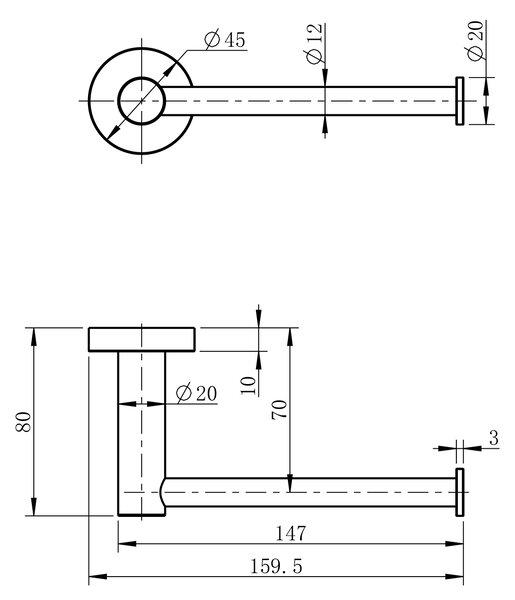 Sapho Sapho, suport hârtie igienică X-ROUND, fără capac, negru, XR723B