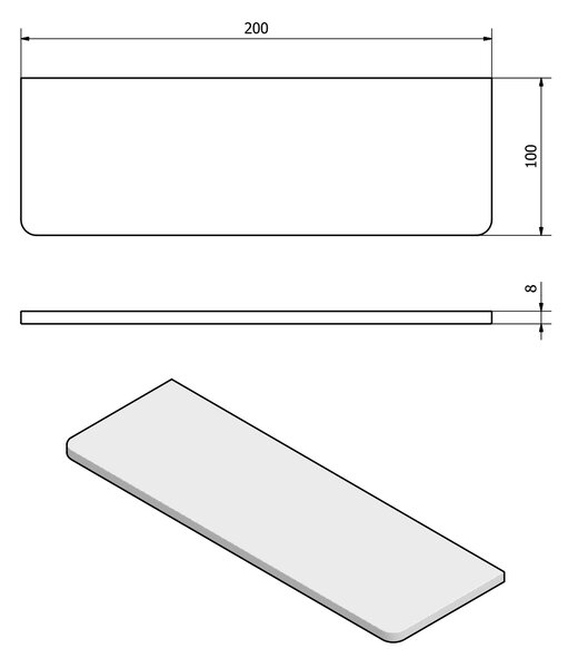 Sapho Sapho, poliță de sticlă X-ROUND 200 mm, sticlă crom/transparentă, XR009-12