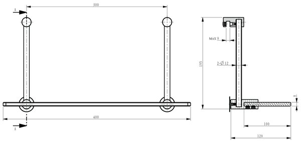 Sapho Sapho, Raft suspendat din sticla pentru paravan de dus 400x180x125mm, crom, 1301-15