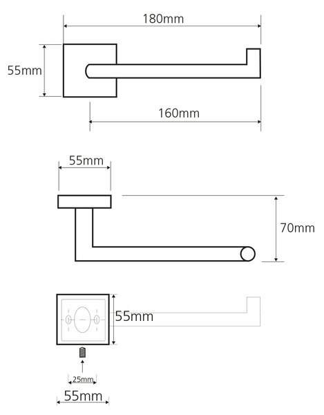 Sapho Sapho, suport hârtie igienică X-SQUARE fără capac, 180x55x70 mm, crom, XQ702