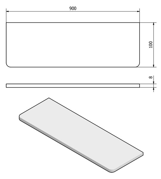 Sapho Sapho, poliță din sticlă X-ROUND 900 mm, sticlă crom/lapte, XR009-08