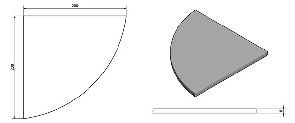 Sapho Sapho, poliță de colț din sticlă X-ROUND, sfert de cerc 200x200mm, crom/sticlă transparentă, XR009-11