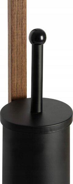 Erga Aurora Small Black, perie de toaletă cu suport din lemn pentru hârtie igienică pentru picioare 19x19x56 cm, maro-negru, ERG-SEP-1340STLAZSBLA