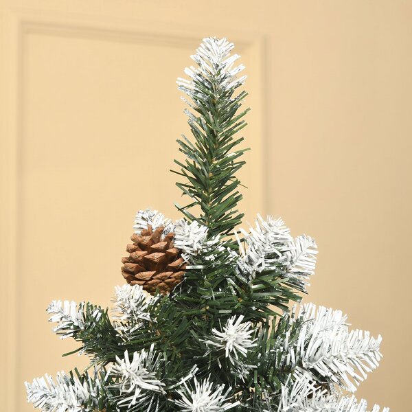 HOMCOM Brad de Crăciun Înzăpezit cu 630 Ramuri și 37 Conuri, Brad Artificial cu Bază Detașabilă, Ø75x180 cm, Verde | Aosom Romania
