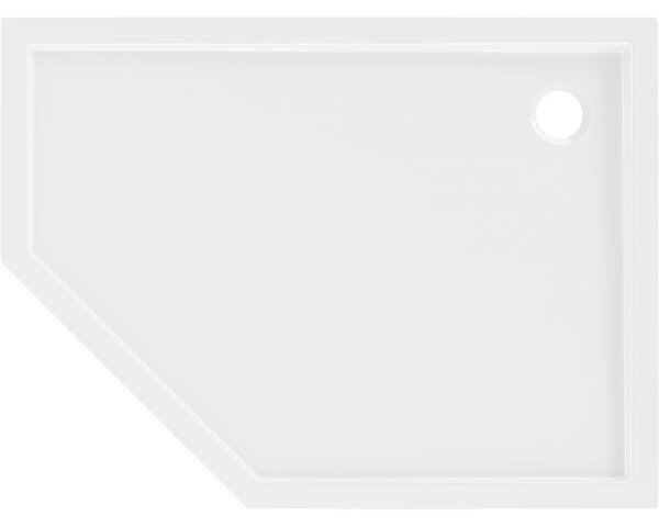 Cădiță de duș Mexen Flow Slim, pentagonală, pe partea dreaptă, 90 x 80 cm, alb lucios, 46P108090R
