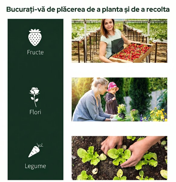 Outsunny Tunel de oțel pentru grădină cu seră și capac din PVC, 200x100x80 cm, transparent și verde | Aosom Romania