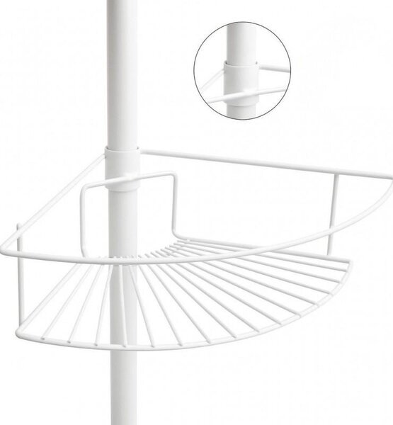 Erga Scopic, bară de duș telescopică de colț cu 4 rafturi XL, alb mat, ERG-YKA-CH.SCOPIC-XL-WHT