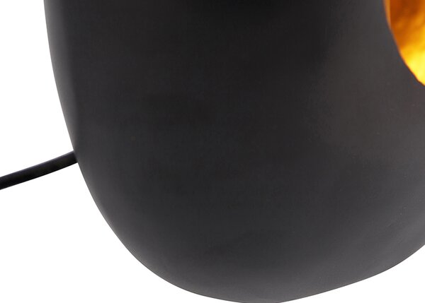 Lampa de masă de design neagră cu interior auriu 36 cm - Cova