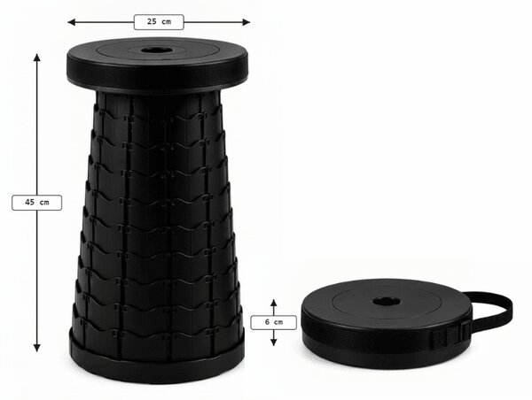 Scaun de camping CAMPIO telescopic 45 cm, rosu