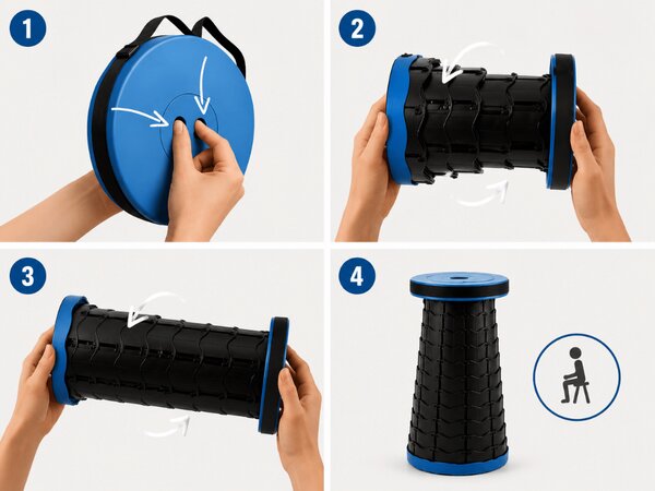 Scaun de camping CAMPIO telescopic 45 cm, rosu