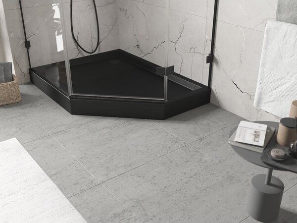 Mexen Flow+, cădiță de duș pentagonală, stânga, 90 x 80 cm, negru mat, 46P708090LH