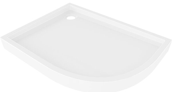 Mexen Flow+, cădiță de duș asimetrică, cu formă de sfert de cerc, stânga, 90 x 80 cm, alb lucios, 46Q108090LH
