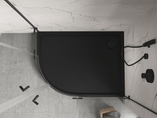 Mexen Flow+, cădiță de duș asimetrică, cu un sfert de cerc, dreapta, 100 x 90 cm, negru mat, 46Q709010RH