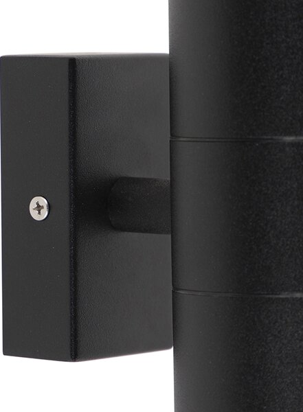 Lampă de perete exterioară neagră cu 2 lumini IP44 - Duo