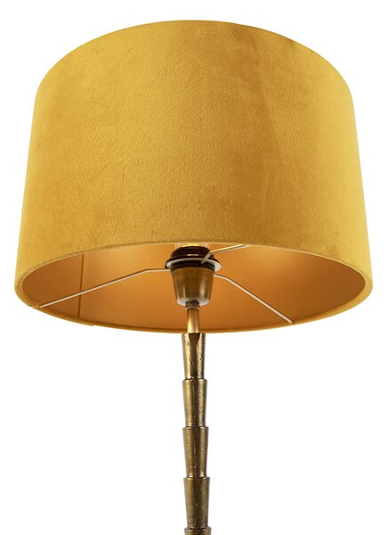 Lampă de masă Art Deco cu abajur din catifea galben 35 cm - Pisos