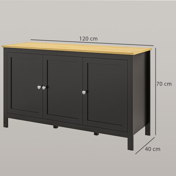 HOMCOM Dulap cu 2 Compartimente și 2 Rafturi Reglabile pe 3 Nivele, 120 x 40 x 70 cm, Negru și Lemn | Aosom Romania