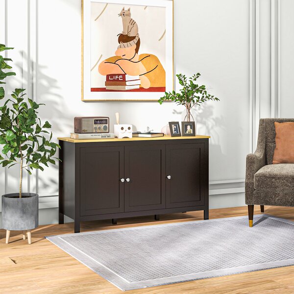HOMCOM Dulap cu 2 Compartimente și 2 Rafturi Reglabile pe 3 Nivele, 120 x 40 x 70 cm, Negru și Lemn | Aosom Romania
