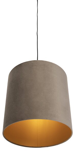 Lampă suspendată cu abajur din catifea taupe cu auriu 40 cm - Combi