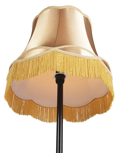 Lampă de podea retro neagră cu abajur auriu în stil bunicuță 45 cm - Simplo