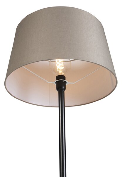 Lampă de podea neagră cu abajur din in taupe 45 cm - Simplo