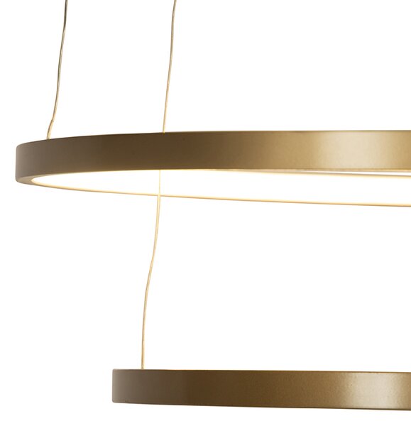 Lampă modernă suspendată cu inel auriu cu LED - Anella Duo