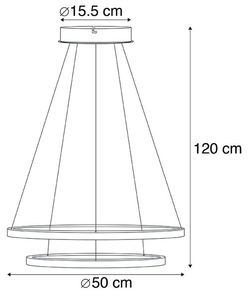 Lampă modernă suspendată cu inel auriu cu LED - Anella Duo