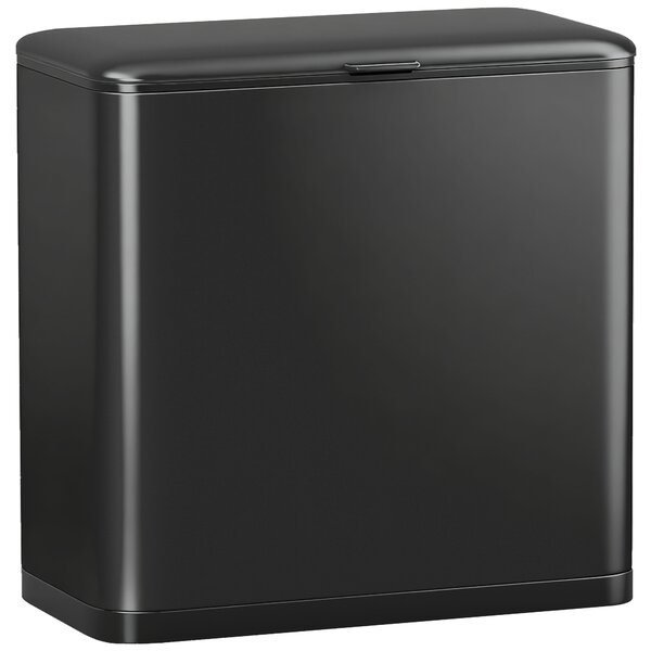 HOMCOM Pubelă 8 L cu Capac din Oțel Inoxidabil, Suspendată sau de Sine Stătătoare, 29,7x17,4x30 cm, Negru | Aosom Romania