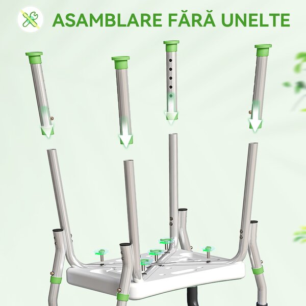 HOMCOM Scaun de duș din aluminiu, reglabil pe înălțime, cu cotiere și picioare antiderapante, verde | Aosom Romania