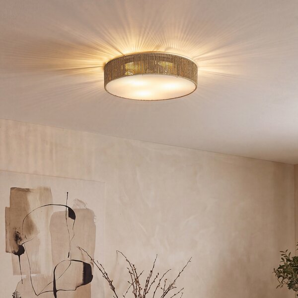 Plafonieră Japandi naturală cu abajur 46cm 3 lumini - Luz