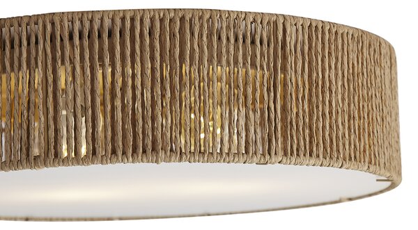 Plafonieră Japandi naturală cu abajur 38cm 2 lumini - Luz