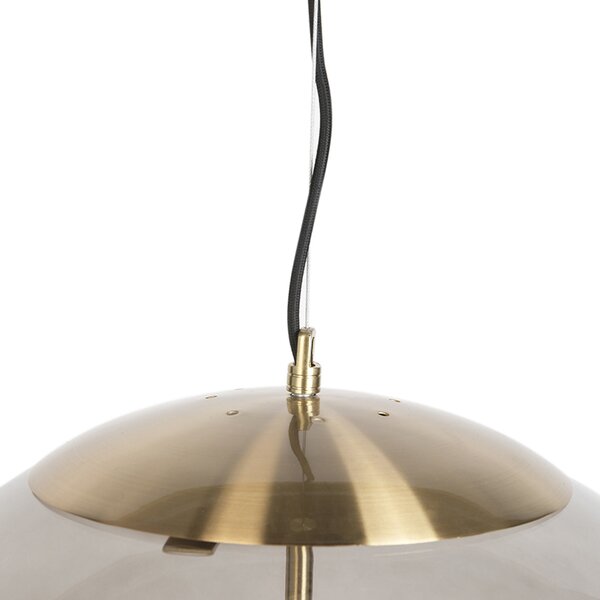 Lampă suspendată modernă alamă cu sticlă fumurie 50 cm - Ball