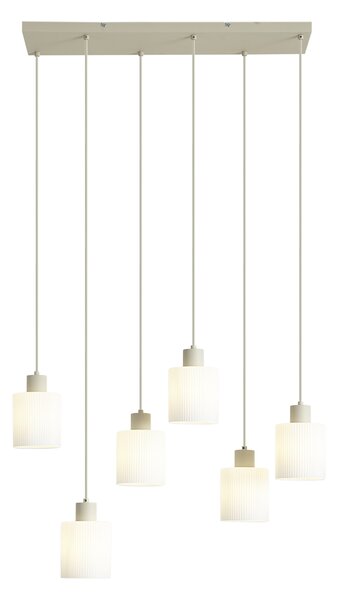 Lampă suspendată scandinavă bej cu sticlă albă cu 6 lumini - Wisp