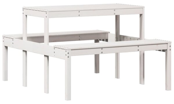 Masă de picnic, alb, 110x134x75 cm, lemn masiv de pin