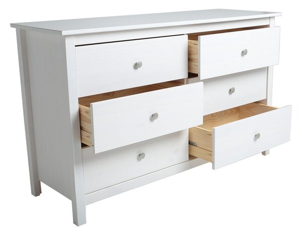 Comodă albă joasă din lemn de pin 130x80 cm Berna – Marckeric