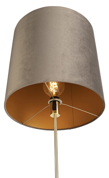 Lampă de podea auriu/alamă cu abajur din catifea taupe 40/40 cm - Parte