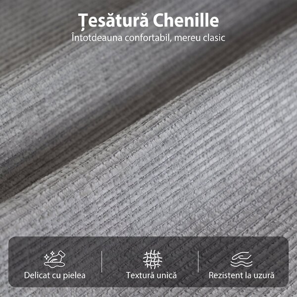 HOMCOM Fotoliu Reclinabil cu Masaj Manual 135°, Încălzire și 8 Puncte de Masaj, Chenille, 87x95x109 cm, Gri Deschis | Aosom Romania