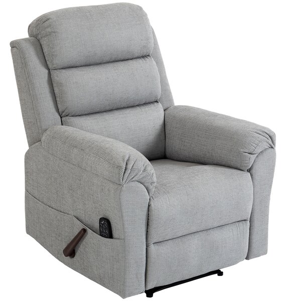 HOMCOM Fotoliu Reclinabil cu Masaj Manual 135°, Încălzire și 8 Puncte de Masaj, Chenille, 87x95x109 cm, Gri Deschis | Aosom Romania